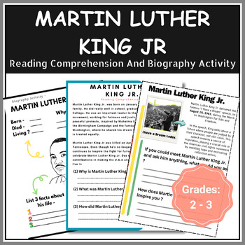 Black History Month MLK Jr. Reading Comprehension Activity (Grades 1-3 ...
