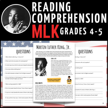 Preview of Martin Luther King Jr. Reading Comprehension Black History Month