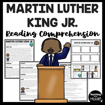 Preview of Martin Luther King Jr. Biography Reading Comprehension and Sequencing Worksheet