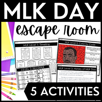 Preview of Martin Luther King Jr. Reading Passages & Color by Code Escape Room Activity