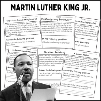 Martin Luther King Jr. Reading Comprehension Paired Passages Close Reading