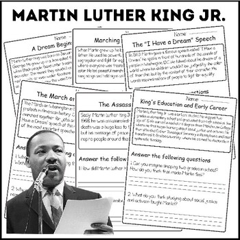 Preview of Martin Luther King Jr. Reading Comprehension Paired Passages Close Reading