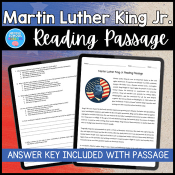 Preview of Martin Luther King Jr. Reading Comprehension Passage | MLK Jr. | Holiday
