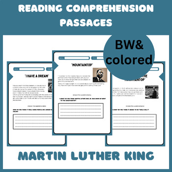 Preview of Martin Luther King Jr Reading Comprehension Passage and Activities