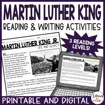 Preview of Martin Luther King Jr Reading Comprehension Passages & Activities | MLK Day