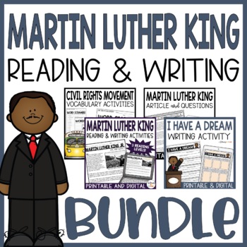 Preview of Martin Luther King Jr Reading Comprehension & Writing Bundle | MLK Activities