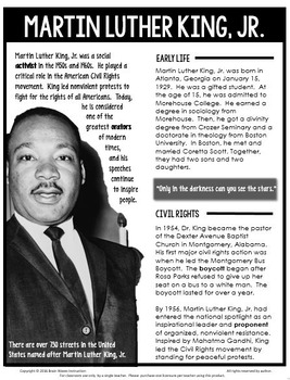 Martin Luther King - Reading Comprehension, Activities ...