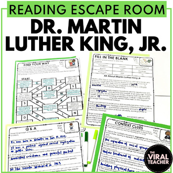 Preview of Martin Luther King, Jr. Reading Escape Room Activity