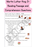 Martin Luther King Jr Reading Passage and Comprehension Questions