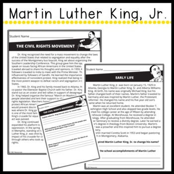 Martin Luther King, Jr. Reading Passages | Questions | Print & Digital
