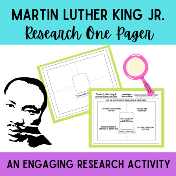 Preview of Martin Luther King Jr. Research One Pager- An Engaging Research Activity
