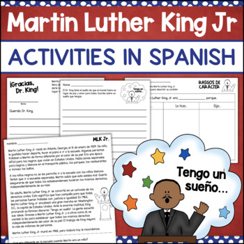 Preview of MLK Martin Luther King Jr en español in SPANISH Reading Passages Activities
