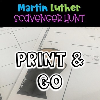 Preview of Martin Luther King Jr. Scavenger Hunt Activity with Comprehension Passage