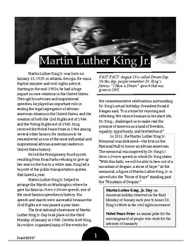 Preview of Martin Luther King Jr. Scavenger Hunt Informational Text Pack