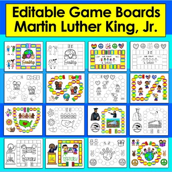 Preview of Martin Luther King, Jr. Sight Word Game Boards - Set 1  EDITABLE for Any List!