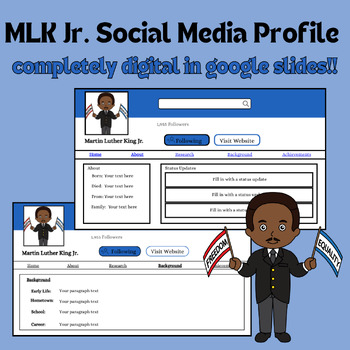 Preview of Martin Luther King Jr. Social Media Profile Google Slides Activity