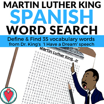 Preview of Spanish Black History Month Martin Luther King Spanish Vocabulary Word Search