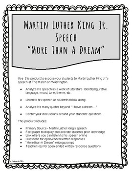 Preview of Martin Luther King Jr. Speech - "More Than A Dream"