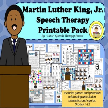 Preview of Martin Luther King Jr Speech Therapy | MLK Day Speech Therapty Printable Pack