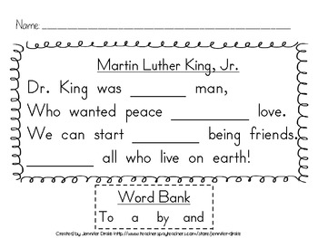 Martin Luther King Jr. Supplement Pack ~Activites To Create A Caring ...