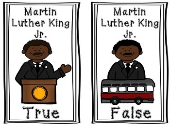 Preview of Martin Luther King Jr. TRUE AND FALSE POCKET CHART ACTIVITY