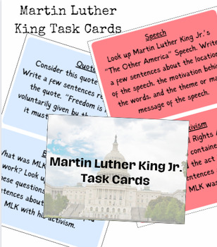 Preview of Martin Luther King Jr. Task Cards Stations/Centers Digital Resource