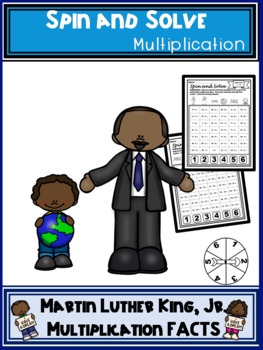 Preview of Martin Luther King Jr Theme Multiplication Spin and Solve Math Centers