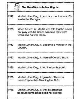 Martin Luther King Jr Timeline Activity By Mister G S Teacher Shop