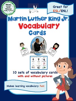 Preview of Martin Luther King Jr. Vocabulary Cards - Great for ESL/ENL