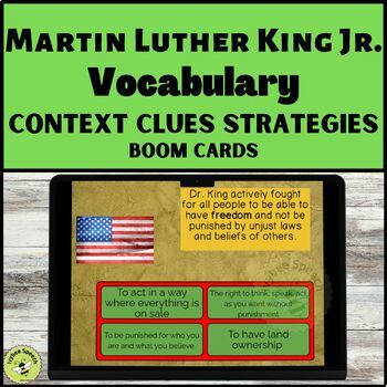 Preview of Martin Luther King Jr. Vocabulary Context Clues Strategies Boom Cards