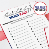 Martin Luther King Jr | Word Race | Fillable PDF Game | Vi