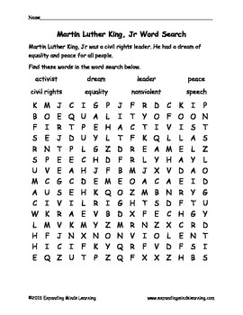 Preview of Martin Luther King Jr Word Search