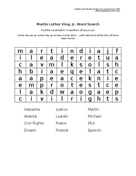 Preview of Martin Luther King, Jr. Word Search