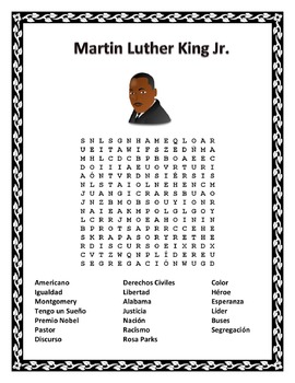 Preview of Martin Luther King Jr. - Word Search & Double Puzzle-Spanish