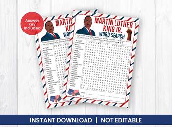 Preview of Martin Luther King Jr. Word Search Puzzle for Kids