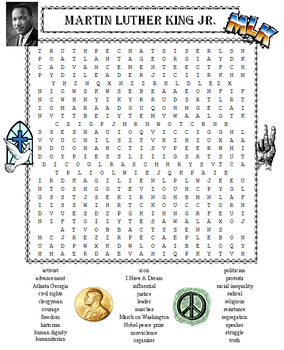 Preview of Martin Luther King Jr. Word Search Puzzle PLUS Poster