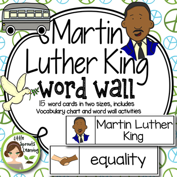 Preview of Martin Luther King Jr. Word Wall (includes word list and word work pages)
