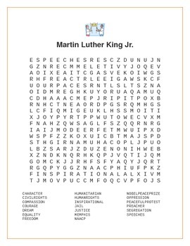 Preview of Martin Luther King Jr. Wordsearch