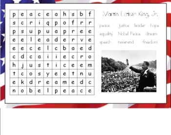 Preview of Martin Luther King, Jr. Wordsearch for the Smart Board