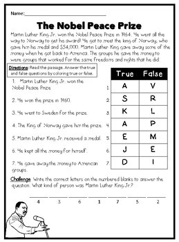 Martin Luther King Jr. Worksheets by Little Mrs Bell | TpT