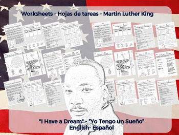 Preview of Martin Luther King Jr. - Worksheets - Hojas de tarea - English and Spanish