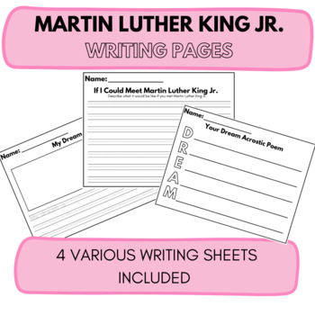 Preview of Martin Luther King Jr. Writing Pages for Primary Grades