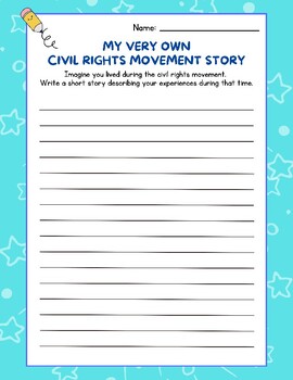 Preview of Martin Luther King Jr Writing Prompt Worksheet My Civil Rights Movement Story