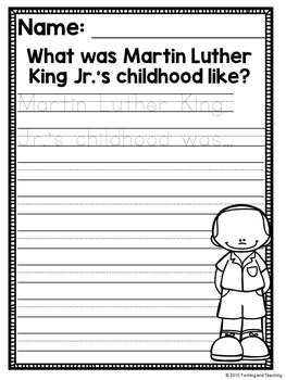 Martin Luther King Jr Writing Prompts by A Page Out of History | TPT