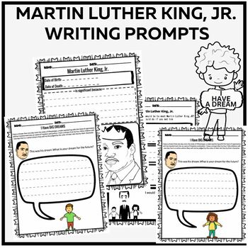Preview of Martin Luther King, Jr. Writing Prompts Black History Month Worksheets
