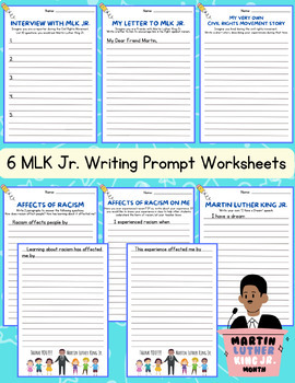 Preview of Martin Luther King Jr. Writing Prompts Bundle 6 ELA Worksheets Write MLK Prompt