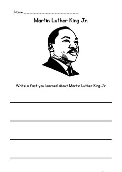 Martin Luther King Jr. Writing Worksheet Page by Taylor Ham Teacher