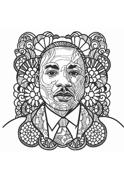 Preview of Martin Luther Zentangle Coloring Pages| MLK Coloring Page Activitie