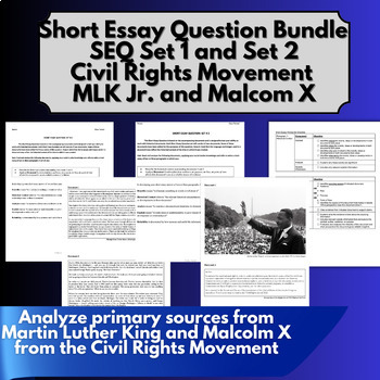 Preview of Civil Rights Movement MLK Jr. Short Essay SEQ Set 1 and 2 Bundle-NY Regents Prep