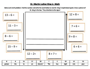 Preview of Martin Luther King Jr and Math